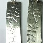 Leaf Relief Oblong Dangle Earrings in Sterling Silver